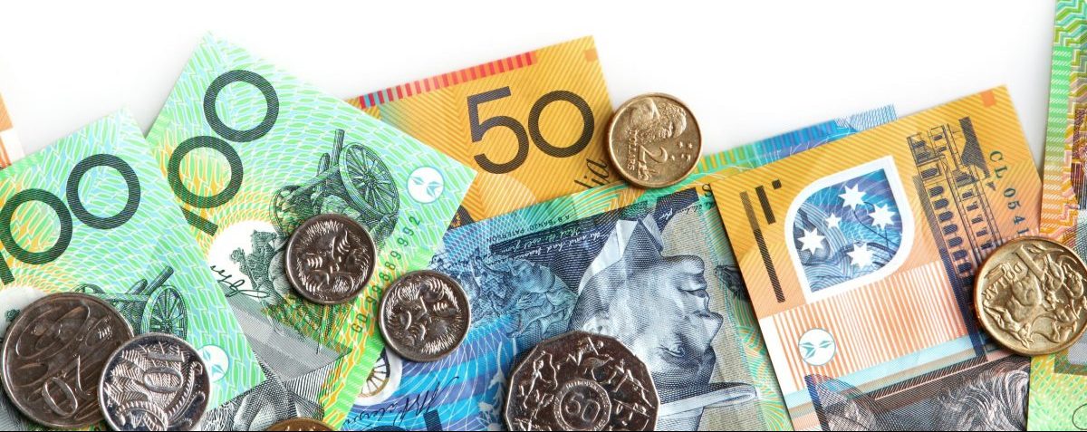Australian,Notes,And,Coins,,On,White,Background.